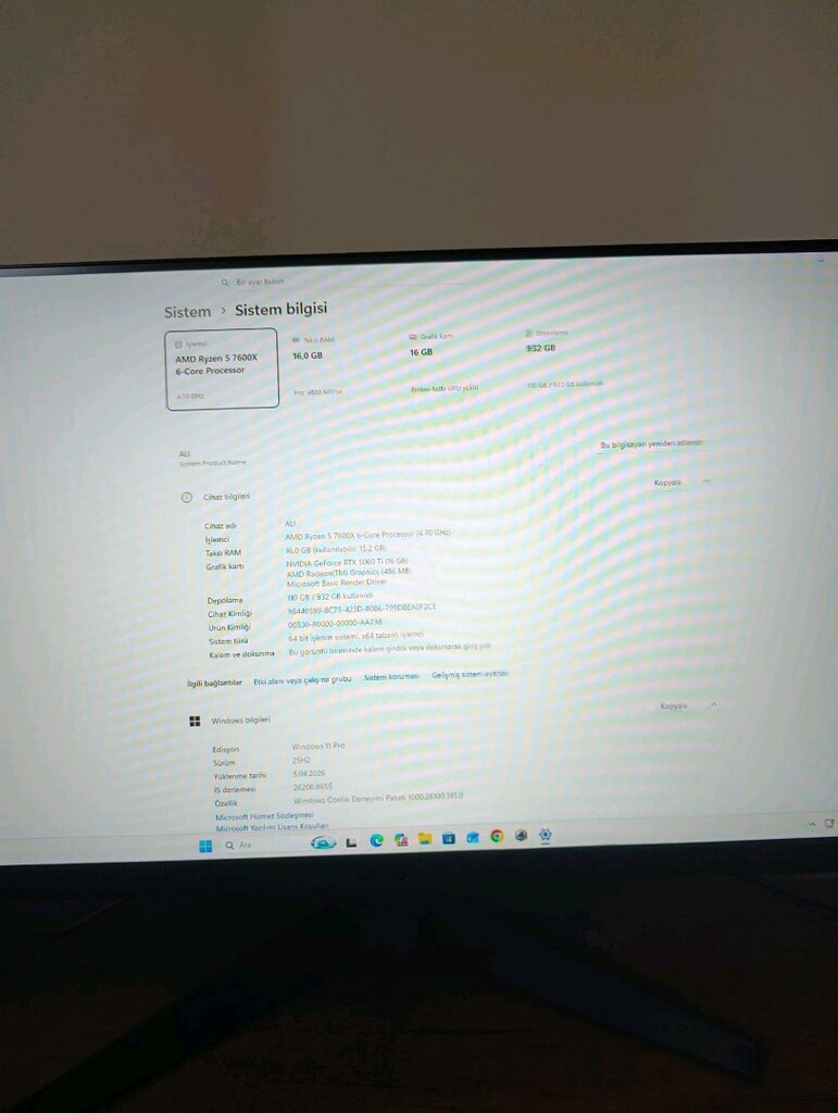 AMD Ryzen 5 7600 AM5 işlemcili Kasa ve full sistem 6 ay oldu Garantili - 6