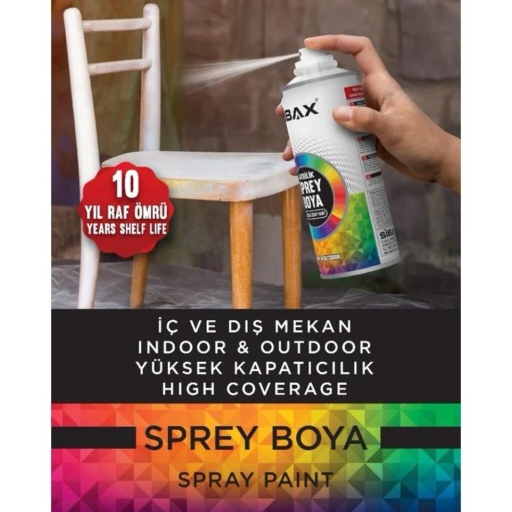 SİBAX AKRİLİK SPREY BOYA 400 ML - MAT BEYAZ (1 KOLİ - 12 ADET)
