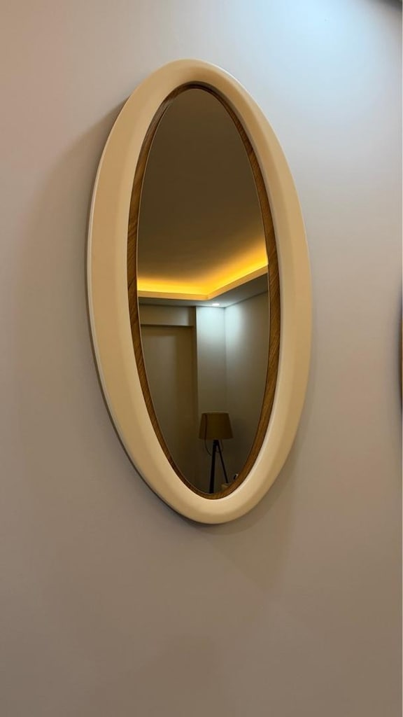 2’li Oval Dekoratif Duvar Aynası Seti – Krem/Ceviz – Çok Temiz - 3