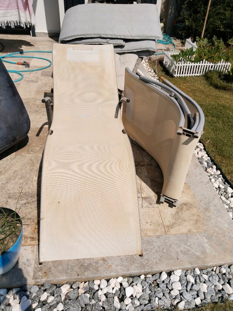 2 adet metal katlanır şezlong + 2 adet minderi - 6