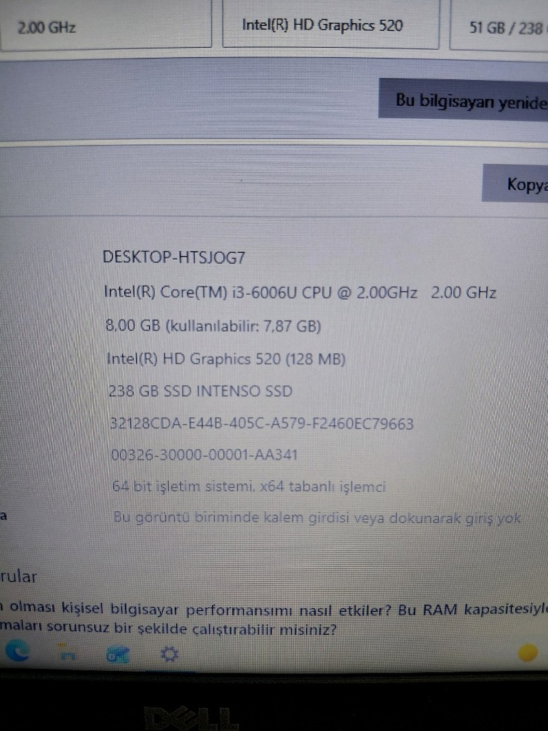 TERTEMİZ DELL VOSTRO 15.6 İNÇ 6.NESİL SSDLİ LAPTOP! - 9