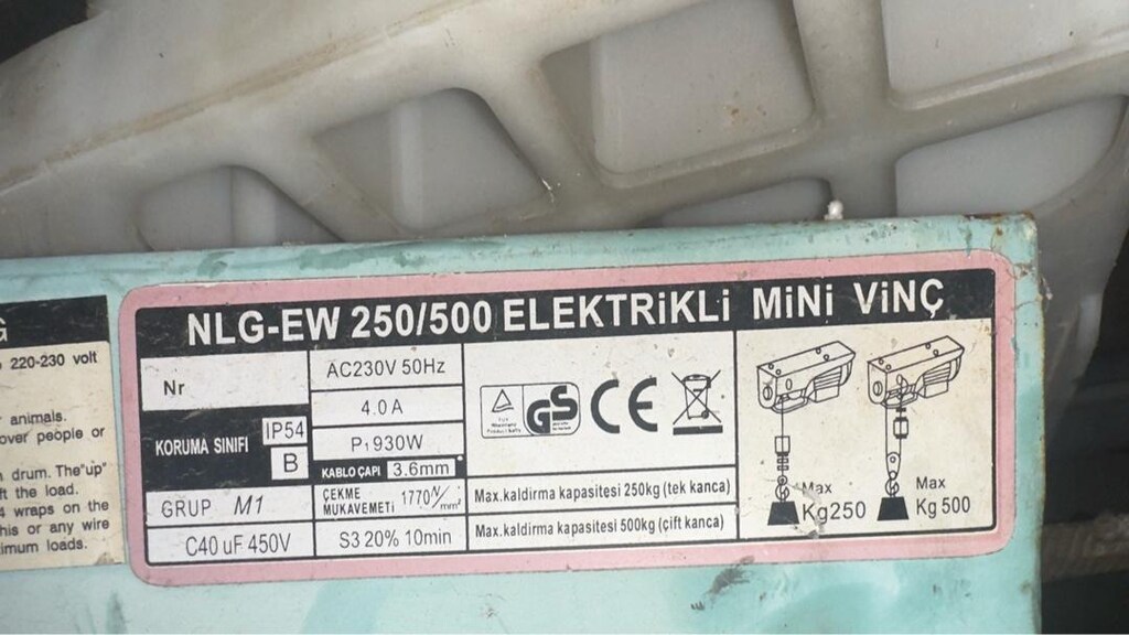 NLE-E 200/60 Elektrikli Mini Vinç – Halatlı Caraskal - 3
