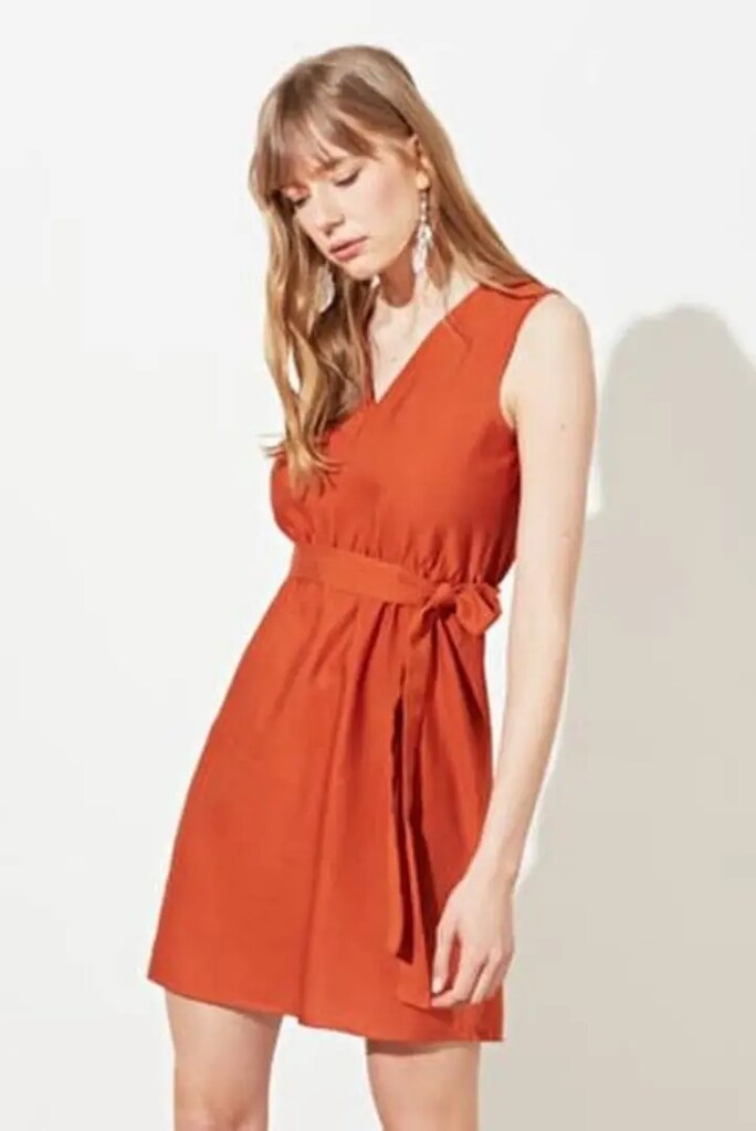 Trendyol Milla kiremit v yaka elbise 40 bdn
