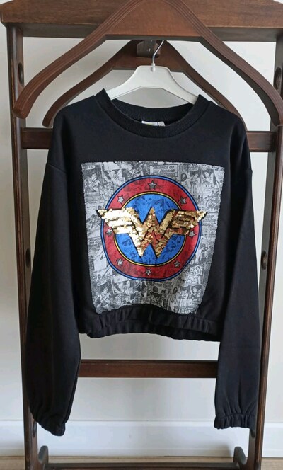 DEFACTO KİDS 11-12YAŞ Kız Çocuk Siyah Baskılı Sweatshirt