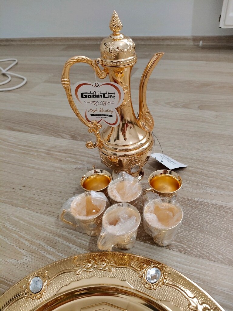 Zemzem Takımı Gold 6 bardaklı Beyaz taşlı - 5