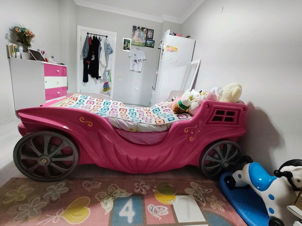Özel Yapım Pembe Prenses Arabalı Çocuk Oda Takımı + Seksek halı hediye - 3