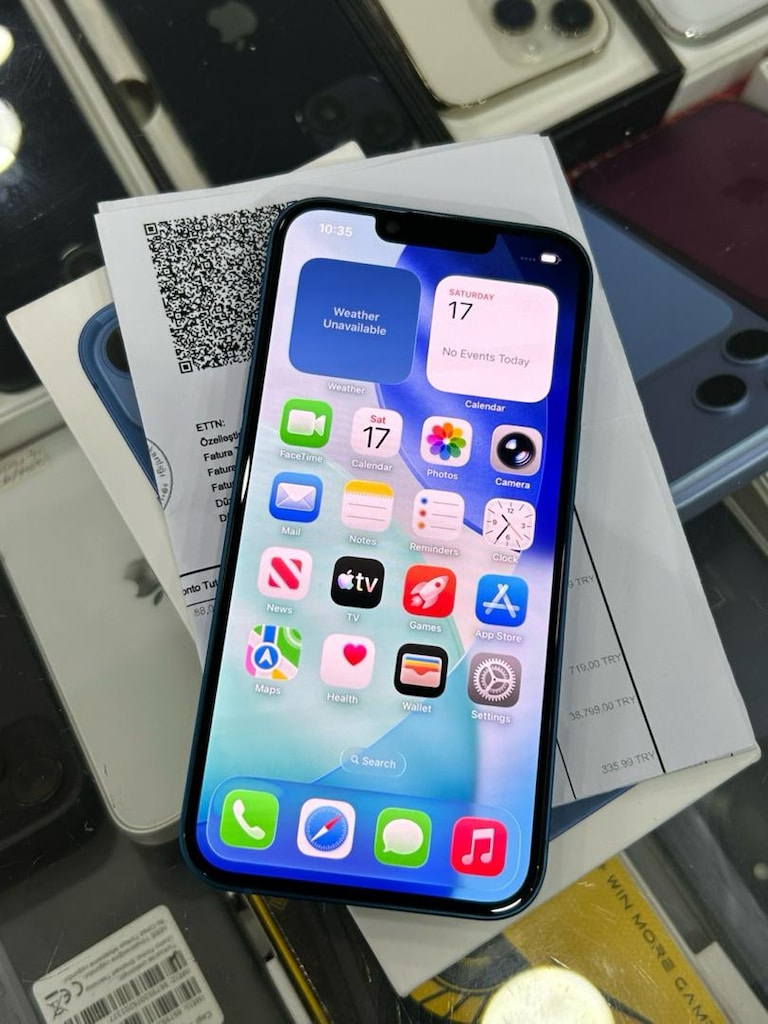 İPHONE 13 128 GB PİL SERVİS TEMİZ ORJINAL KUTU FATURA ŞARJ KILIF - 5