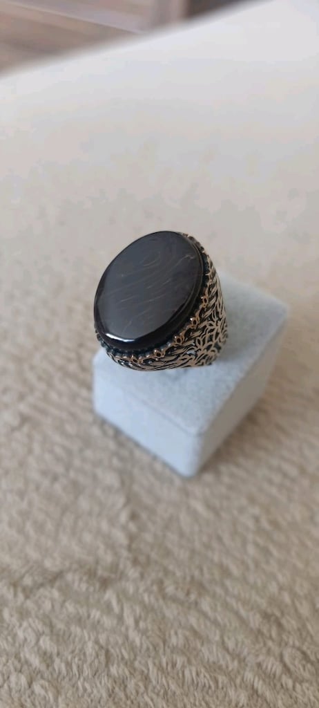 925 Ayar Kehribar Taşlı Gümüş Yüzük - 3