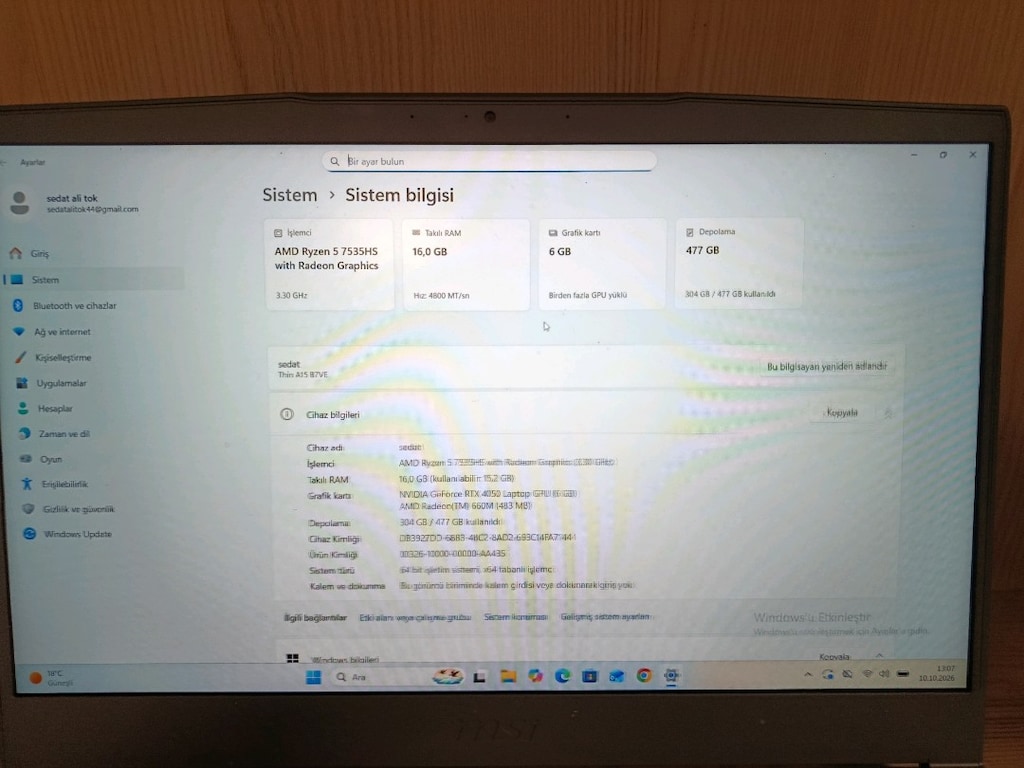 MSI THIN A15 - 3