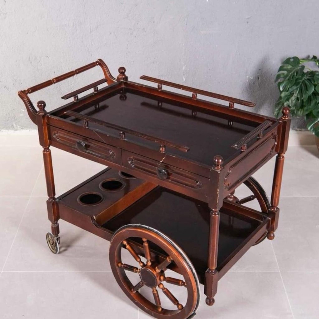 Vintage Ahşap Servis Arabası / İçki Servis Sehpası