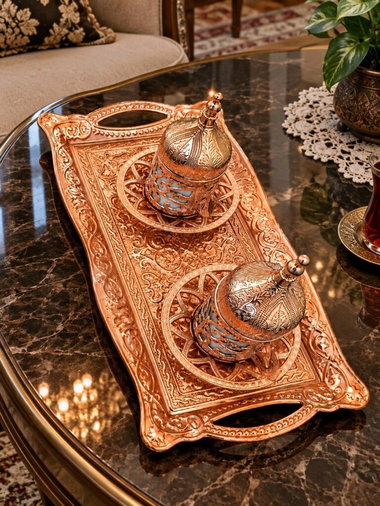 Bakır Kahve Fincanı 2li Set - 7