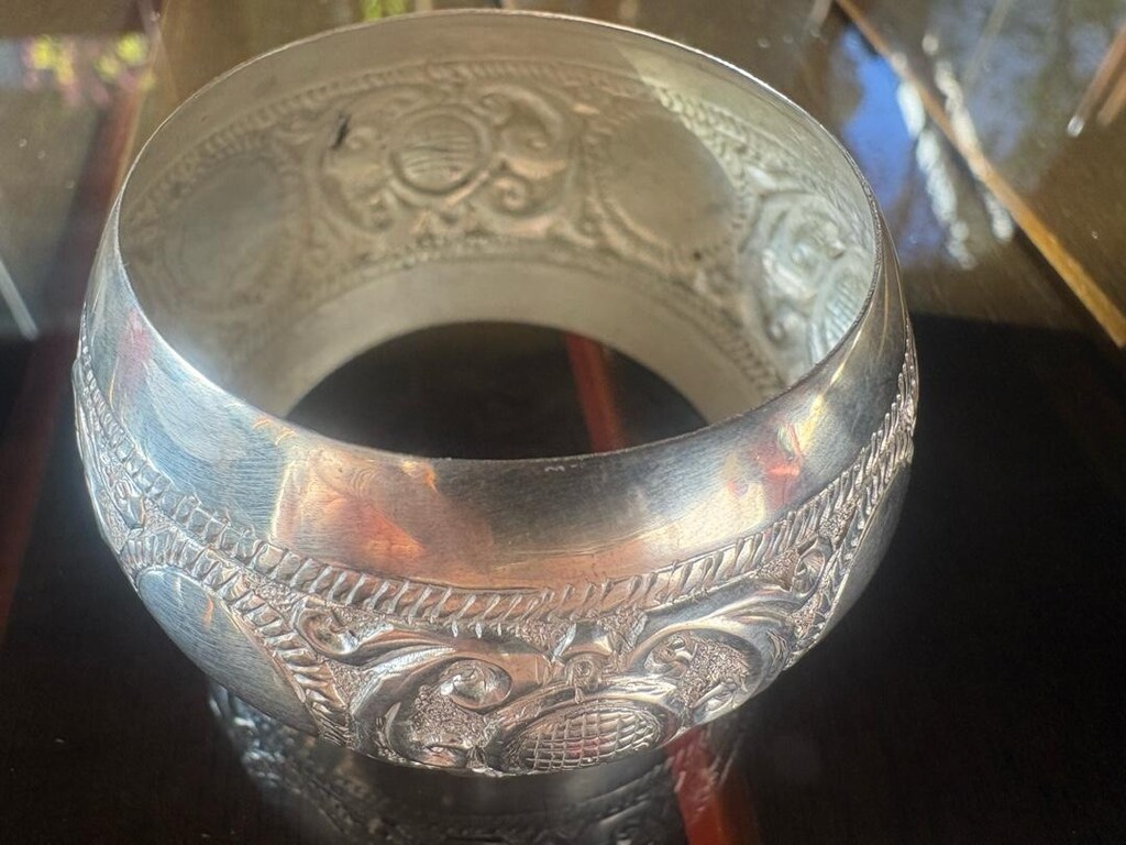 Antika Vintage Gümüş Peçetelik 27gr - 7