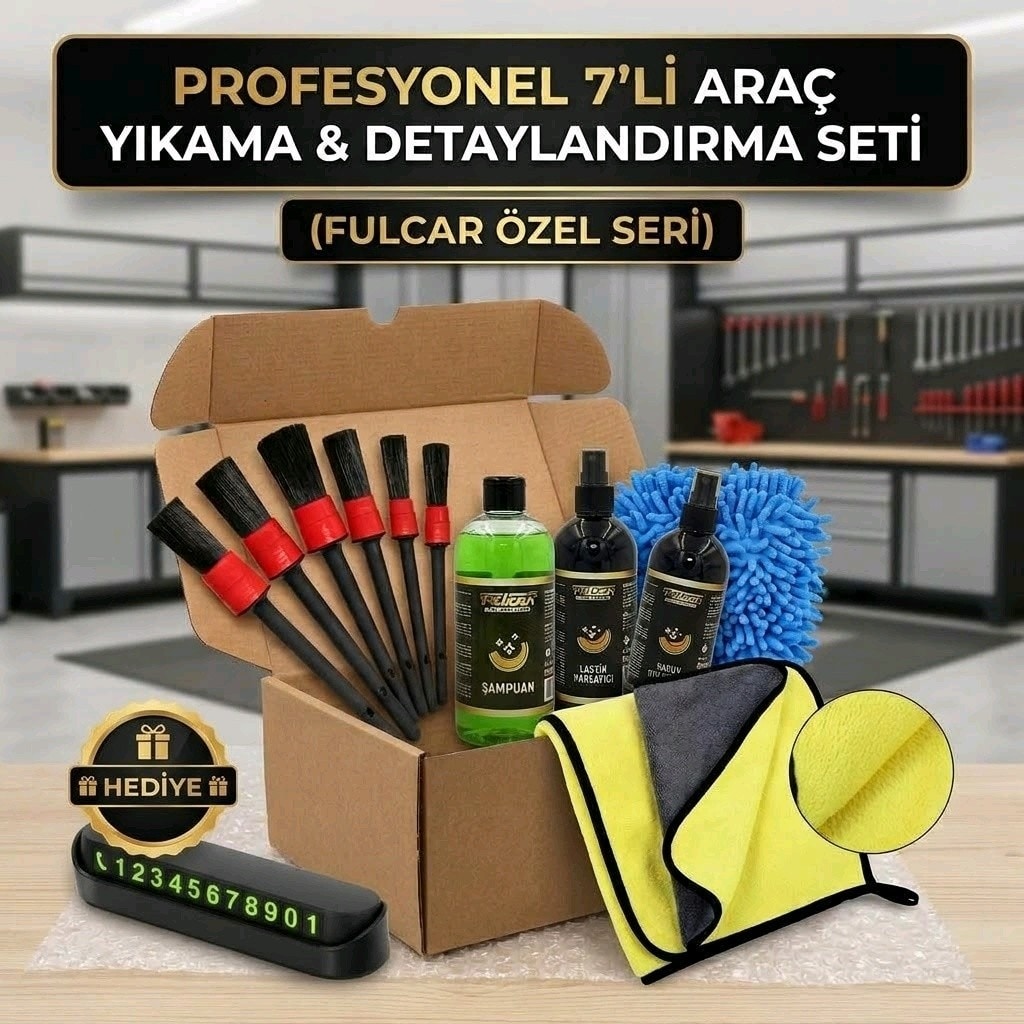 Profesyonel 7’li Araç Yıkama & Detay Seti (HEDİYELİ)