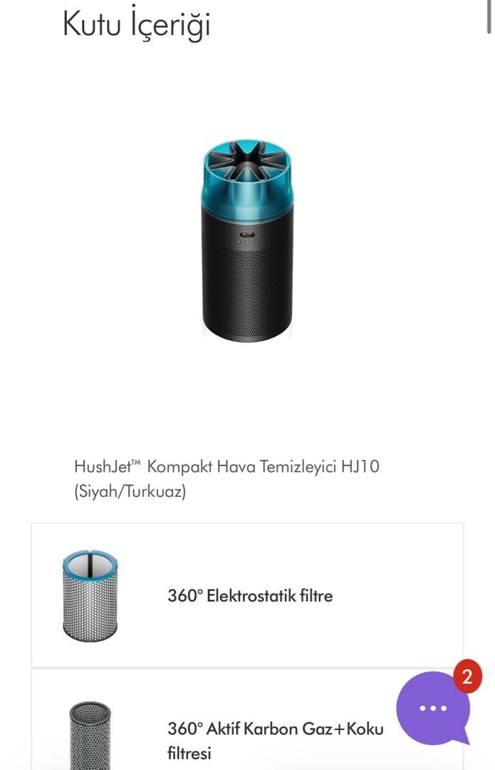 Dyson HushJet HJ10 Kompakt Hava Temizleyici Siyah/Turkuaz – SIFIR - 6