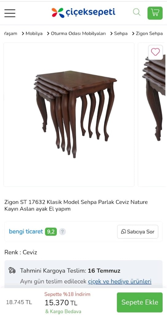 4 LÜ CEVİZ ZİGON SEHPA ( MAĞAZA TEŞHİR ÜRÜNÜ ) PAZARLIKSIZZZ - 2