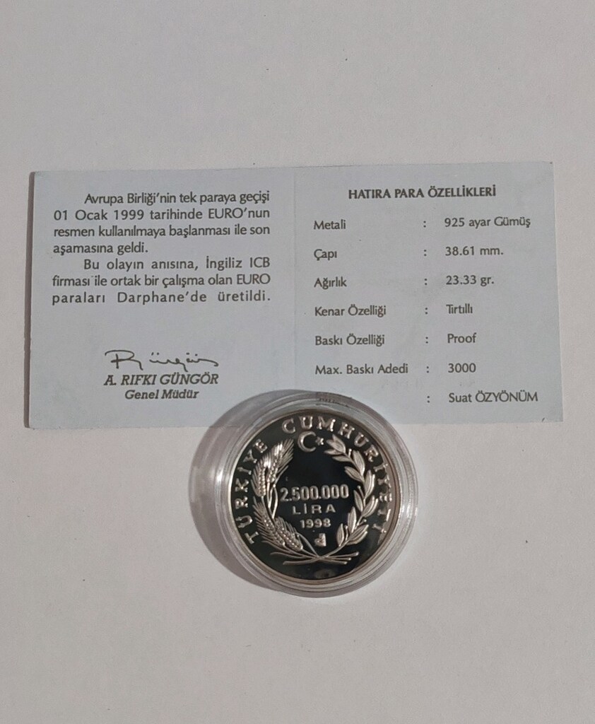 10 Euro Atatürk Gümüş Hatıra Parası Darphane Sertifikalı - 5