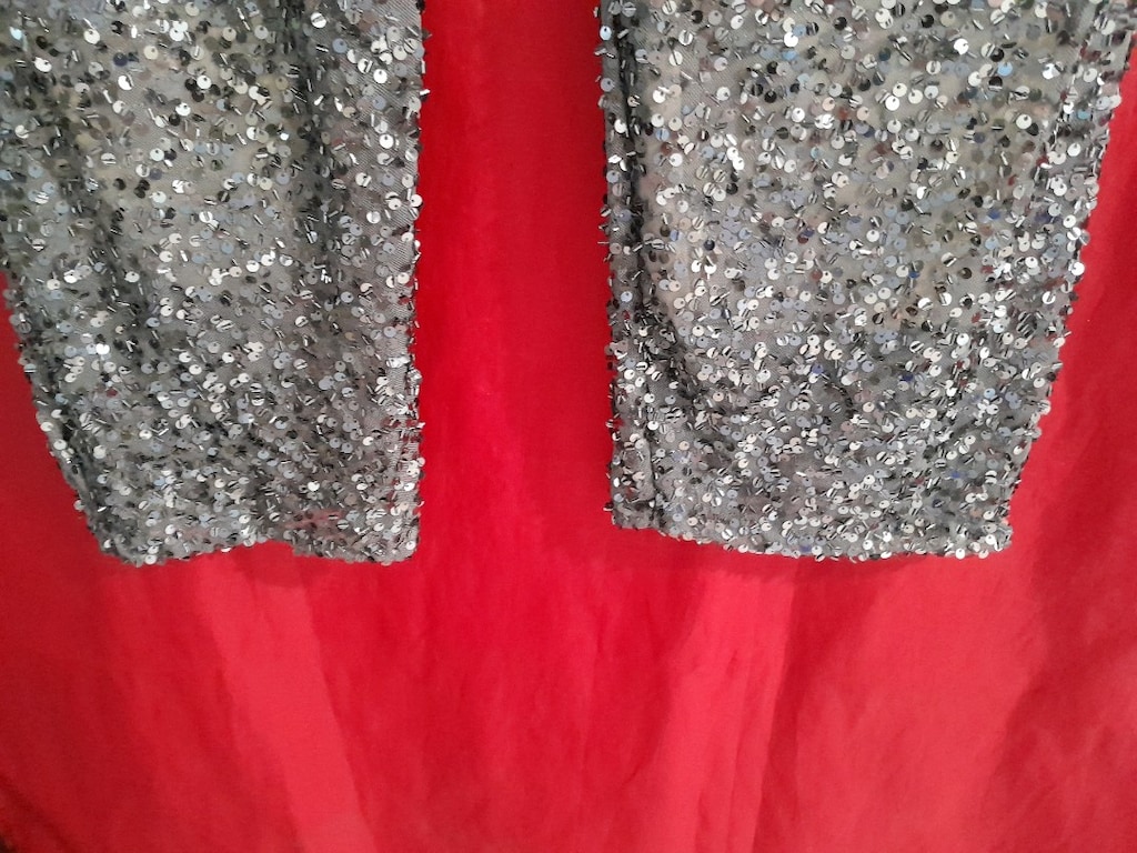 Sifir, L-XL, gri, beli lastikli, pullu payetli bol pantolon - 4