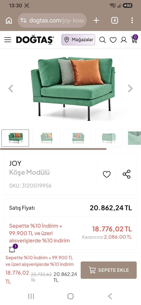 Doğtaş JOY Modüler Köşe Takımı — 3 Parça Birlikte 27.500 TL - 3