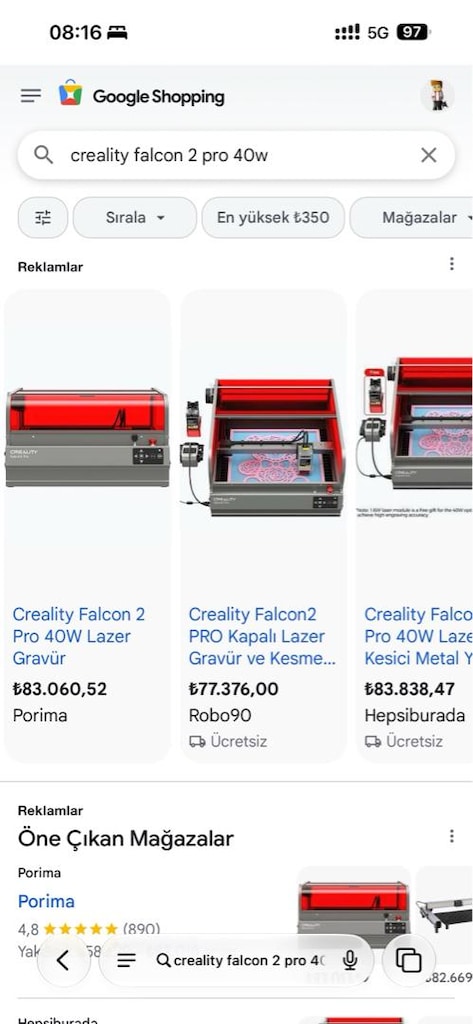 Creality Falcon2 Pro 40W Lazer Kazıma Kesim + Rotary Kit Pro + Set - 2