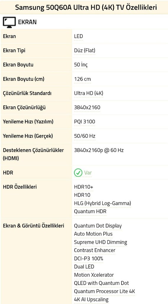 SAMSUNG 50Q60A 127 EKRAN 4K SMART TV - 2