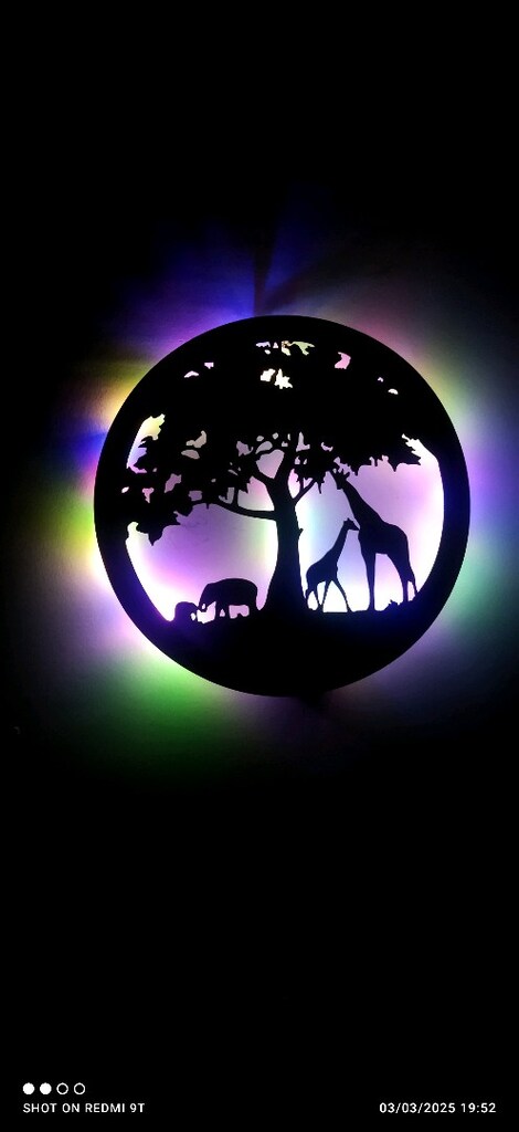Dekoratif pano. Afrika pano. LED ışıklı.30x30 cm. 2 AA pilli. - 2