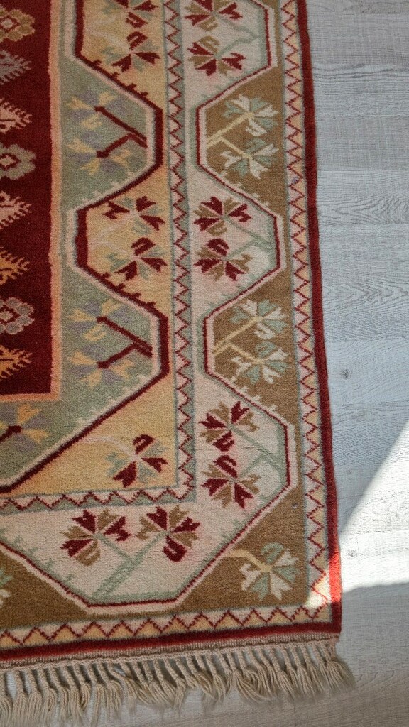 El dokuma yün Milas halısı 120x190 hatasız - 6