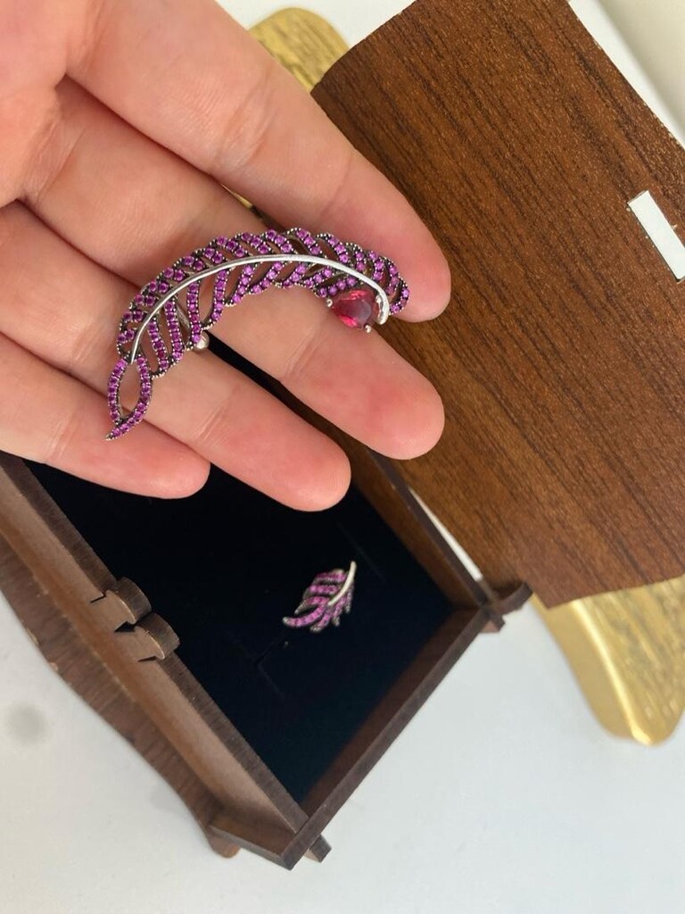 Gümüş Küpe Pembe taşlı - 6