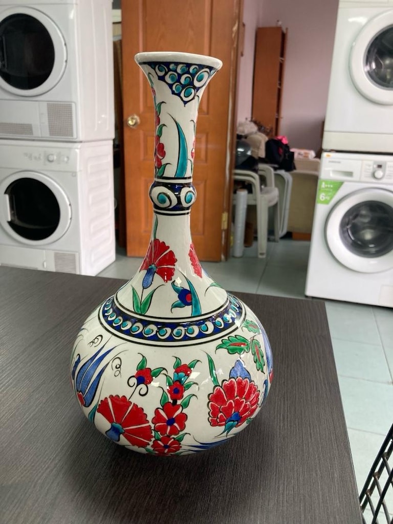 İznik çini Dekoratif Şık Ev Süsü Modern Seramik 30 cm Gözyaşı Vazo - 2