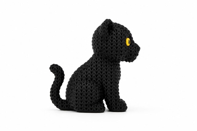 Yapı3D Örgü Dokulu Dekoratif Siyah Kedi Figürü Modern