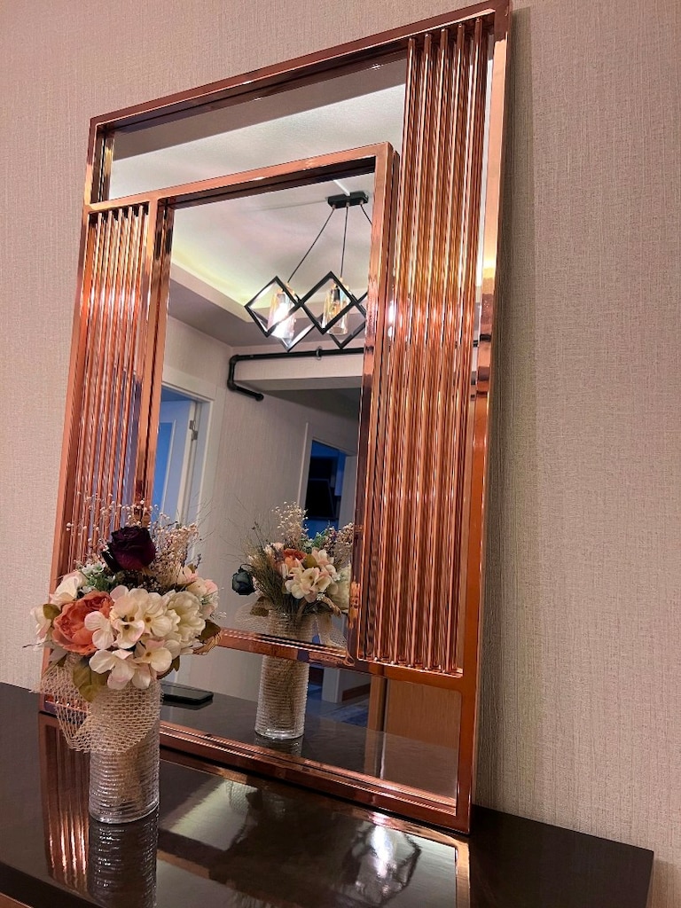 Rose Gold Aynalı Dresuar – Füme Cam Üst – Lüks Tasarım - 10