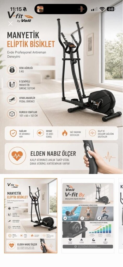 V fit by voit Manyetik eliptik bisiklet - 4