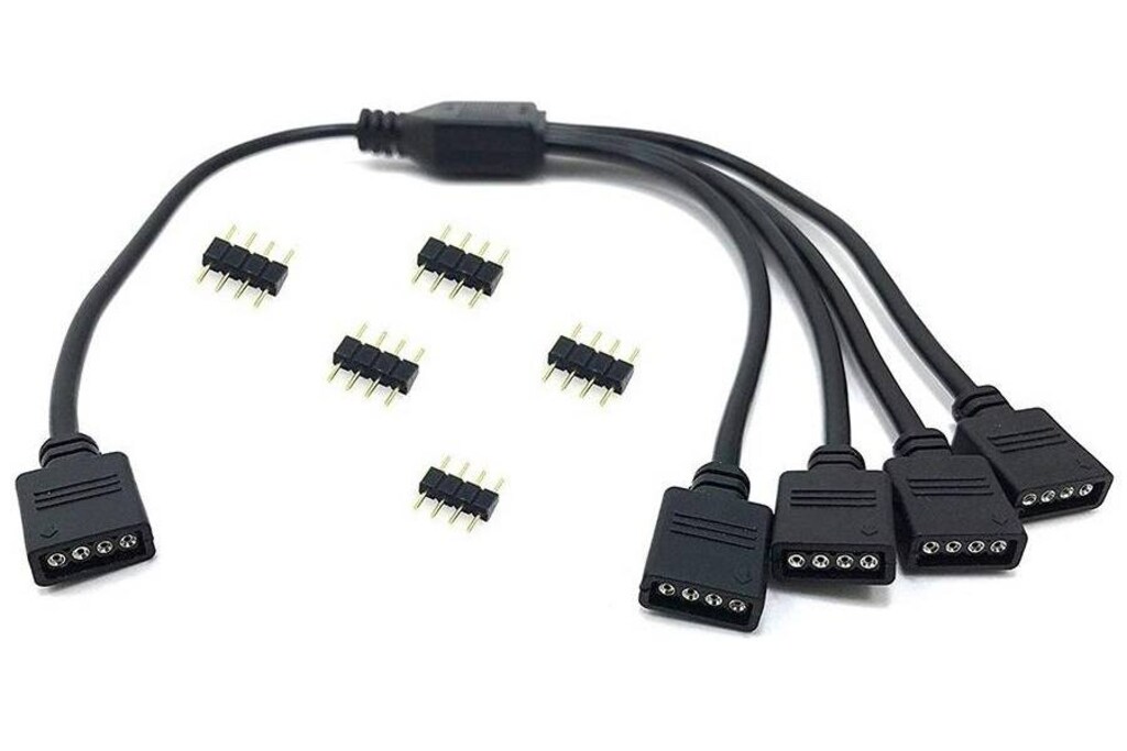 30cm 3 Pin 5V ARGB & 4 Pin 12V RGB LED 4lü Fan Çoklayıcı Kablo - 6