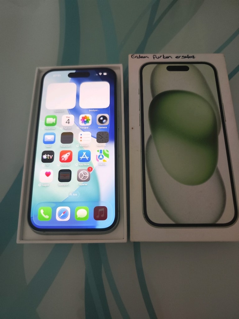 KARTA TAKSİT TR CİHAZİ İPHONE 15 128 GB PİL 86 KUTU VE ŞARJ ALETİ MEVC - 3