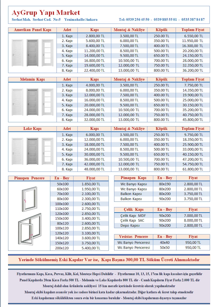 Amerikan Panel Kapı - Ahşap Oda - Salon - Wc - Banyo Kapıları - 2