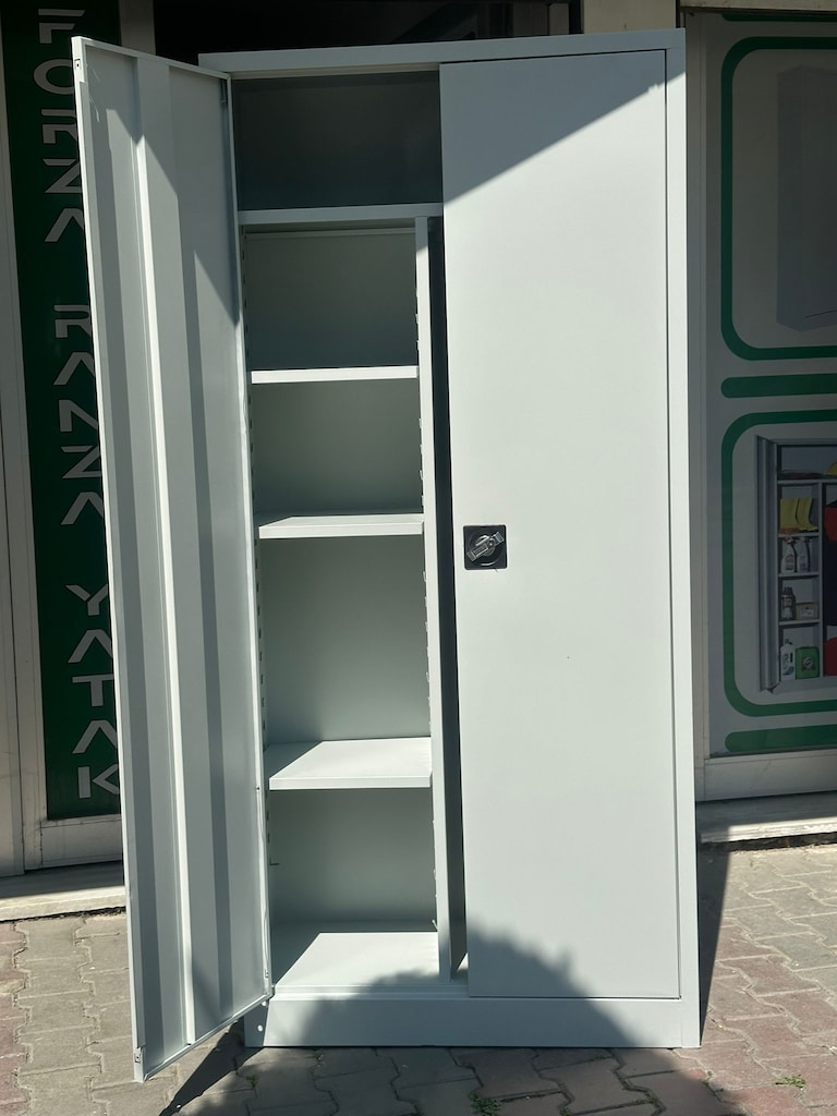 Şantiye işçi personel metal temizlik dolabı Beyaz renk - 2