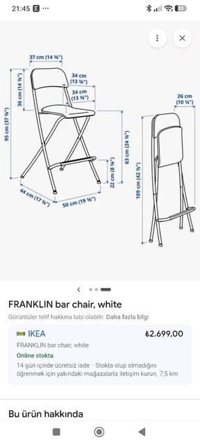 IKEA Ahşap Bar Sandalyesi çok iyi durumda 4 adet