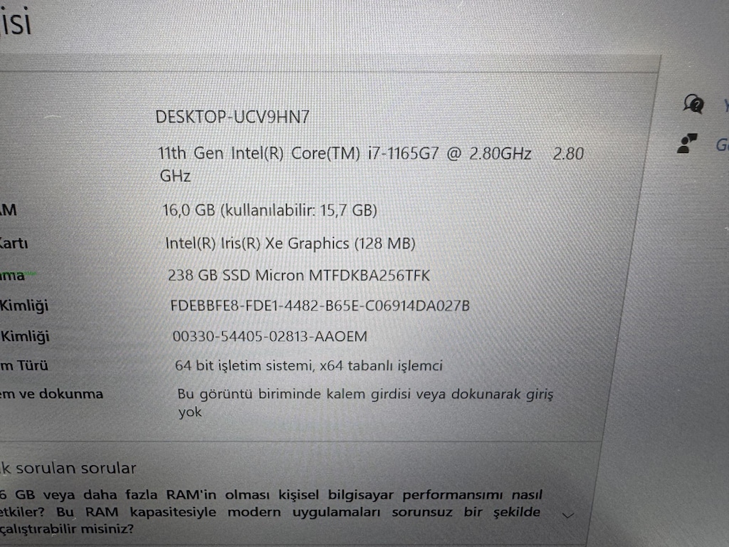 LENOVO THİNKPAD T14 İ7 11. NESİL 16 RAM 256 NVME - 3