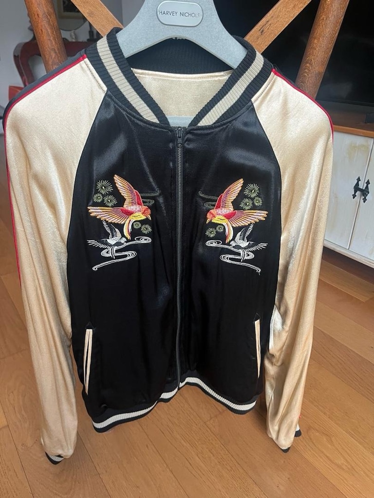 Saten Bomber Ceket Nakışlı