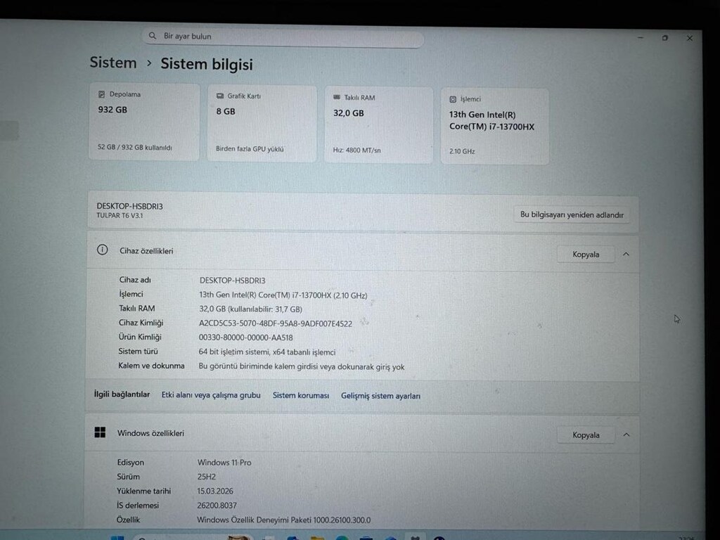 Tulpar i7 13.Nesil 32/1TB RTX4060 - 4