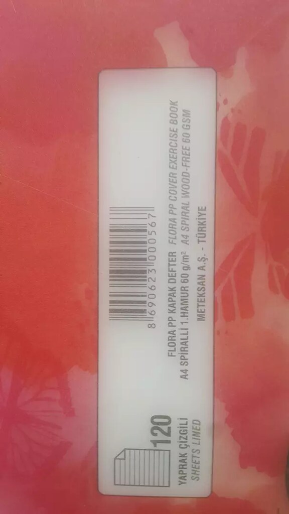 METEKSAN FLORA pp kapak A4 spiralli 120 yaprak çizgili defter - 2