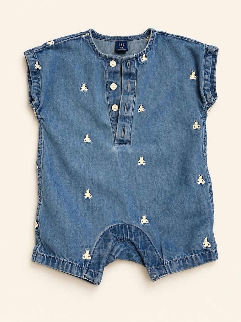 GAP Baby Brannan Bear Denim Şort Tulum 3-6 Ay - 2