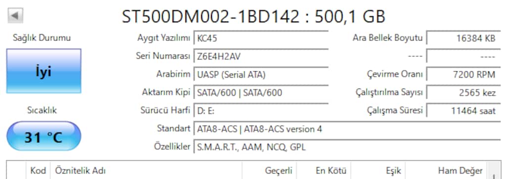 Seagate 500 GB Sata III HDD - 7200 RPM - 3