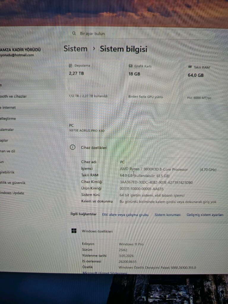 ortalama 6 aylık rtx 5080 li ryzen 7 9800x3d li oyun canavarı gaming - 5