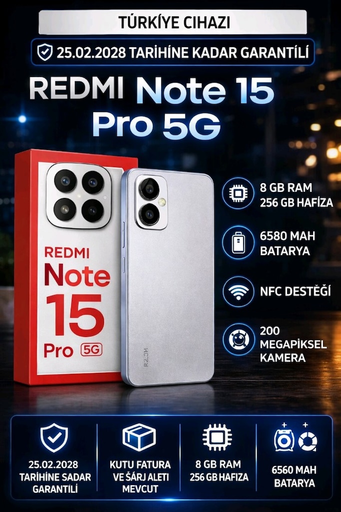 KARTA TAKSİT 25.02.2028 GARANTİLİ REDMİ NOTE 15 PRO 5G 8/256 GB TR CİH - 11