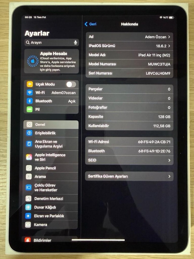 iPad Air / M2 / 11 inç / 128 GB / Gri - 2