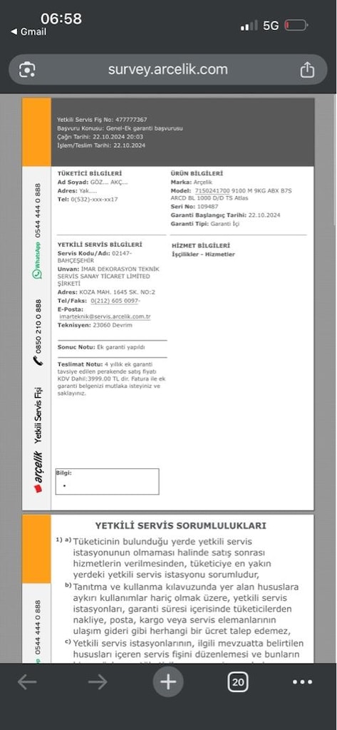 Arçelik Beyaz Eşya Takımı (AFC 361G, 9100M, 6155, 570431 Mb, Somd D) - 7