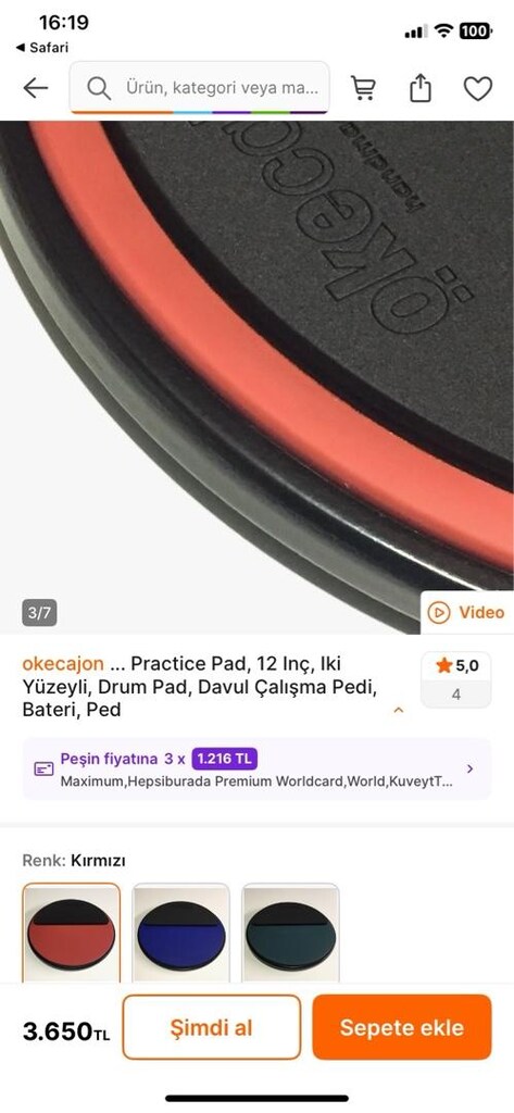 Practice Pad, 12 İnç, İki Yüzeyli, Drum Pad Çalışma ve Susturucu Ped - 6