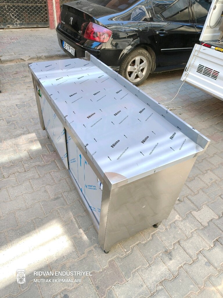 krom tezgah endüstriyel hazır mutfak krom çalışma tezgahı 160 cm tezğa - 5