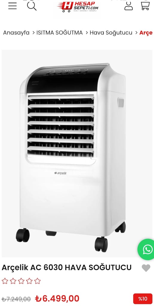 Arçelik AC 6030 İyonizerli Evaporatif Hava Soğutucu - Taşınabilir - 9