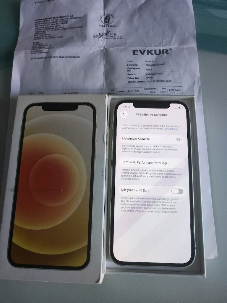 KARTA TAKSİT TR CİHAZİ İPHONE 12 128 GB PİL 81 KUTU FATURA VE ŞARJ - 5